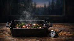 Mufflonkeule im Ofen: saftiger Wildbraten mit Kräutern und Wurzelgemüse