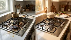 Eingebranntes Fett vom Kochfeld mit einer budgetfreundlichen Mischung entfernen